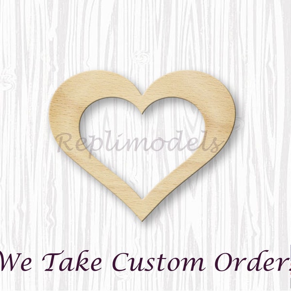 Border Hollow Heart Shape Frame Wood Engraved Cutout Various Sizes for DIY (Unfinished Wood)