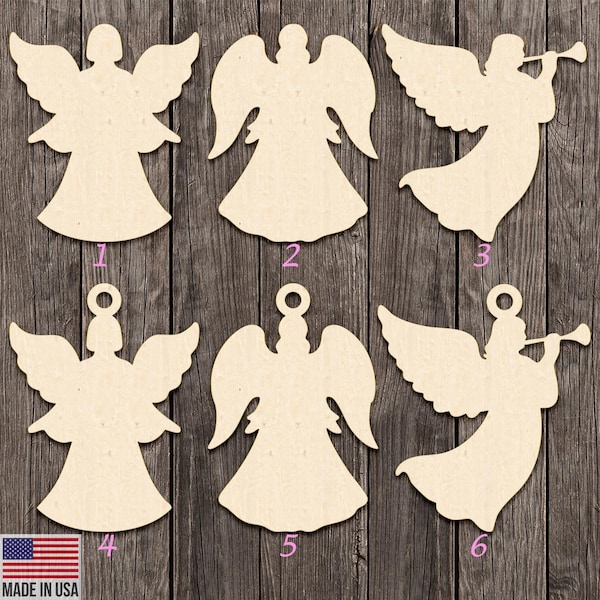 Various Angel/ Angel Trumpet Shapes Blank W/ or Without Hanging Hole Wood Cutout Various Sizes for DIY (Unfinished Wood)