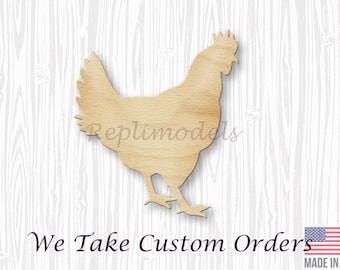 Chicken Rooster Shape - Style A - Wood Cutout Various Sizes for DIY (Unfinished Wood) |
