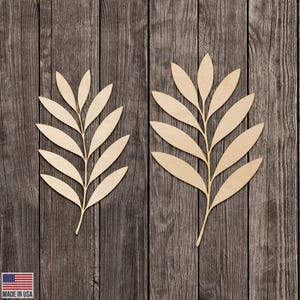Olivenzweig-Akzent - aufwendiger Holzausschnitt für Bastelarbeiten, Kränze & rustikale Wanddekoration | Unbehandeltes Holz | Verschiedene Größen