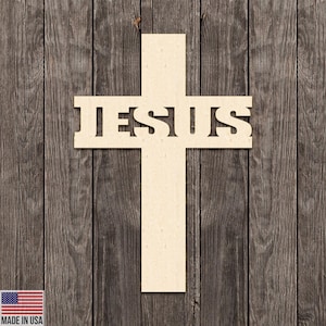 Jesus Name on The Cross Wood Cutout Various Sizes for DIY (Unfinished Wood ) |