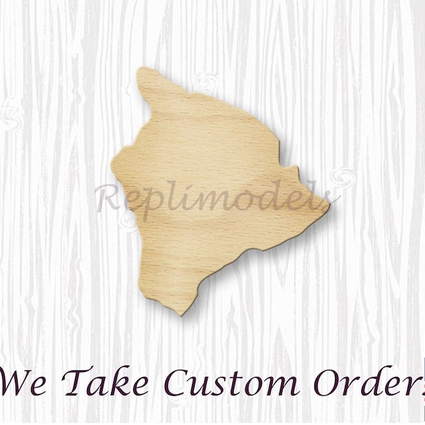 Hawaiian Island Big Island Borders Territory Shape Wood Cutout Various Sizes for DIY (Unfinished Wood)