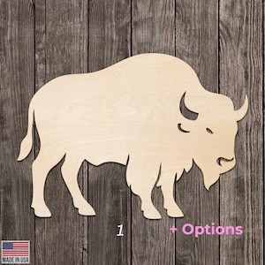 Buffalo Bison Form Holz gravierte Ausschnitt verschiedene Größen für DIY (unfertiges Holz)