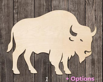 Buffalo Bison Shape Wood Cutout Various Sizes for DIY (Unfinished Wood) |