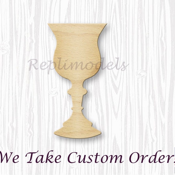 Chalice Cup - 103 - Shape Wood Engraved Cutout Various Sizes for DIY (Unfinished Wood)