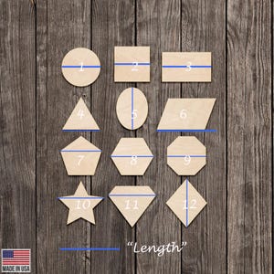 Geometric Shape Blank Wood Cutout Wooden Polygon Circle Square Rectangle Oval Dimond Shape Various Sizes for DIY (Unfinished Wood Stencil)