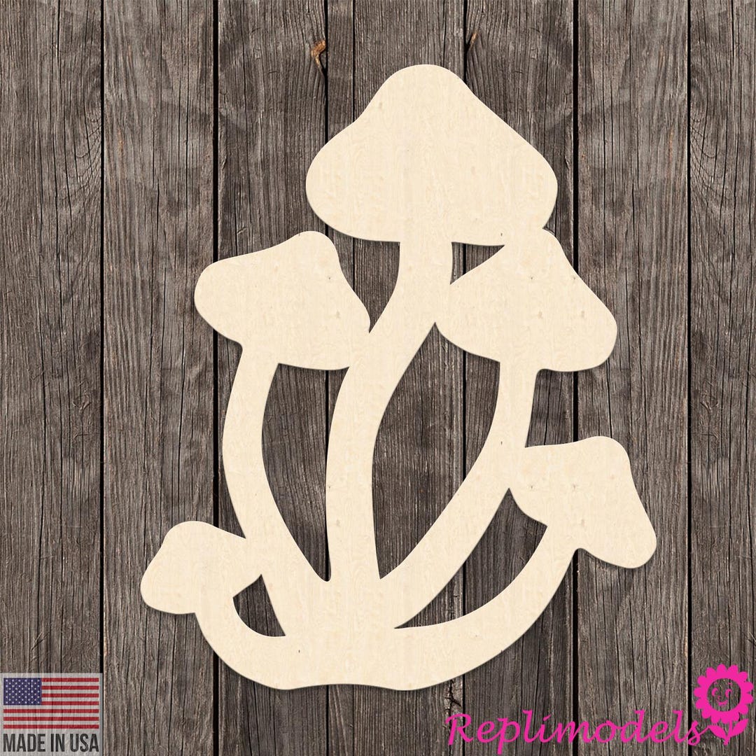 Woodland Mushroom Grove Shape Wood Engraved Cutout Various Sizes for ...