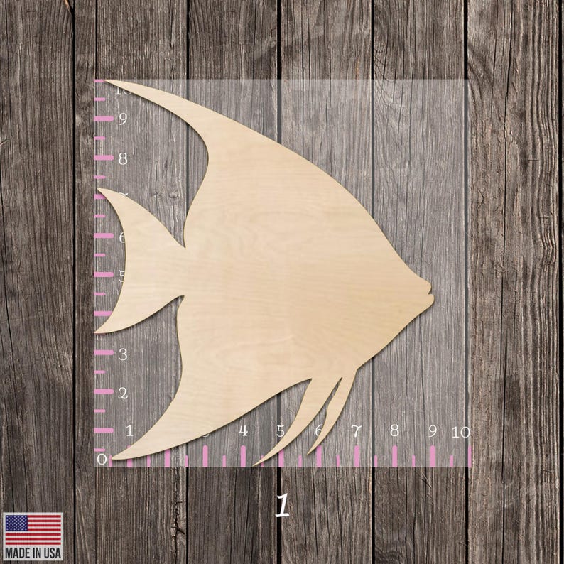 Simple Angelfish Shape Angel Fish Shape Optional Overlay Design Tropical Wood Cutout Various ...