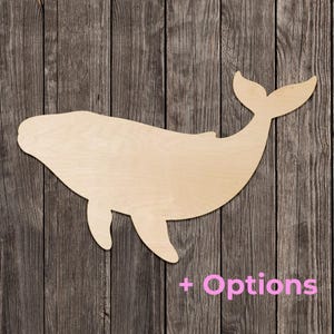 Sea Creatures Gray Whale Shape Wood Cutout Various Sizes for DIY (Unfinished Wood) |