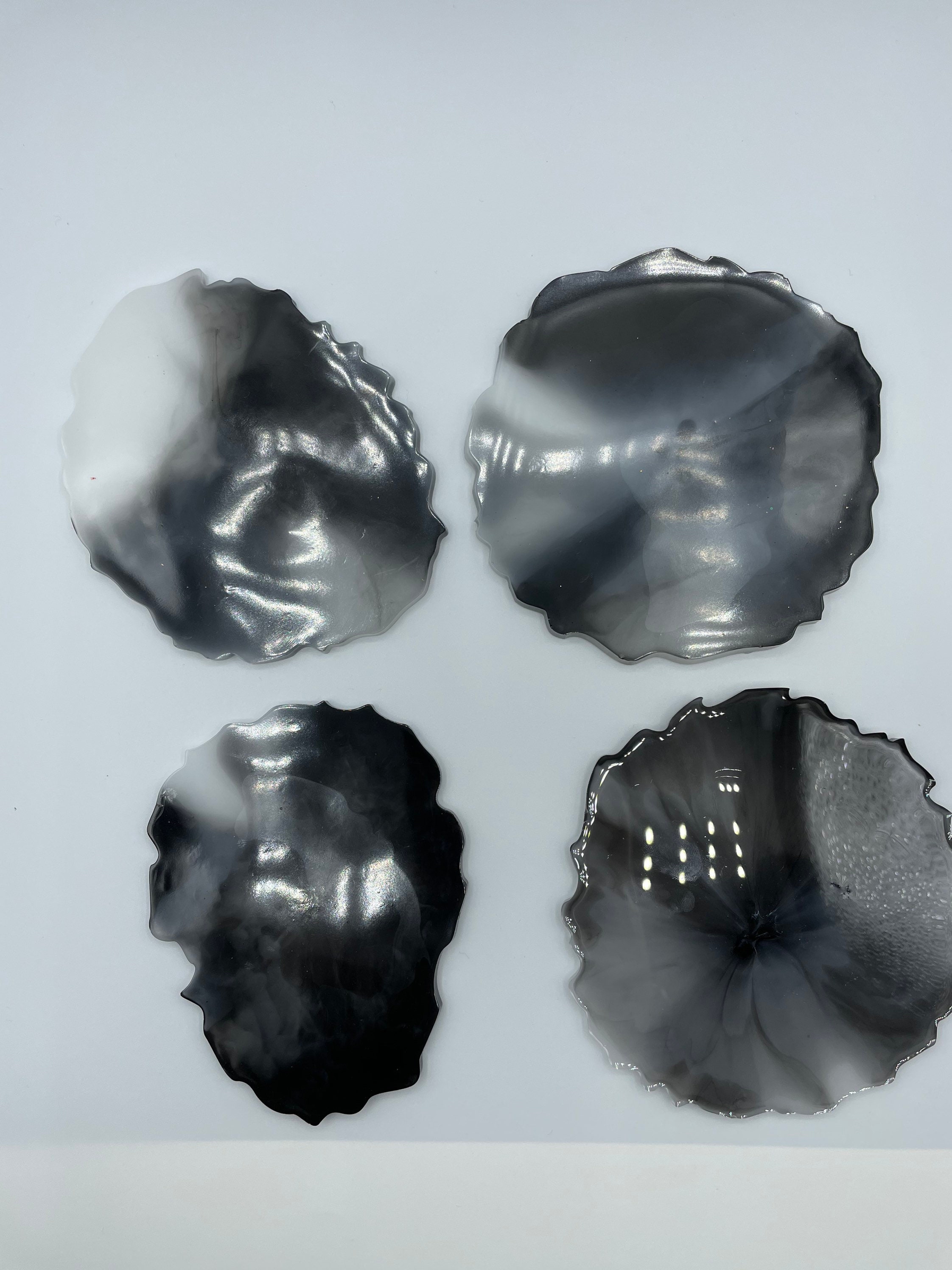 Dessous de Verres Effet Marbré Noir et Blanc