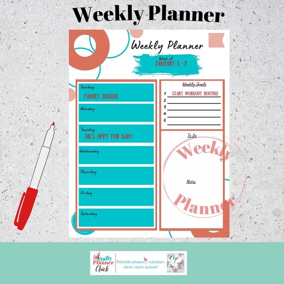 Flowers WEEKLY Planner Printable Planner | Etsy