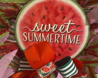 Watermelon Summer | Handmade Mesh Wreath with Ribbons