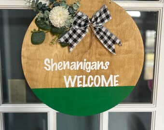 Shenanigans Willkommen | März/St. Patrick&#39;s Day Holz rund | Türschild Türschild