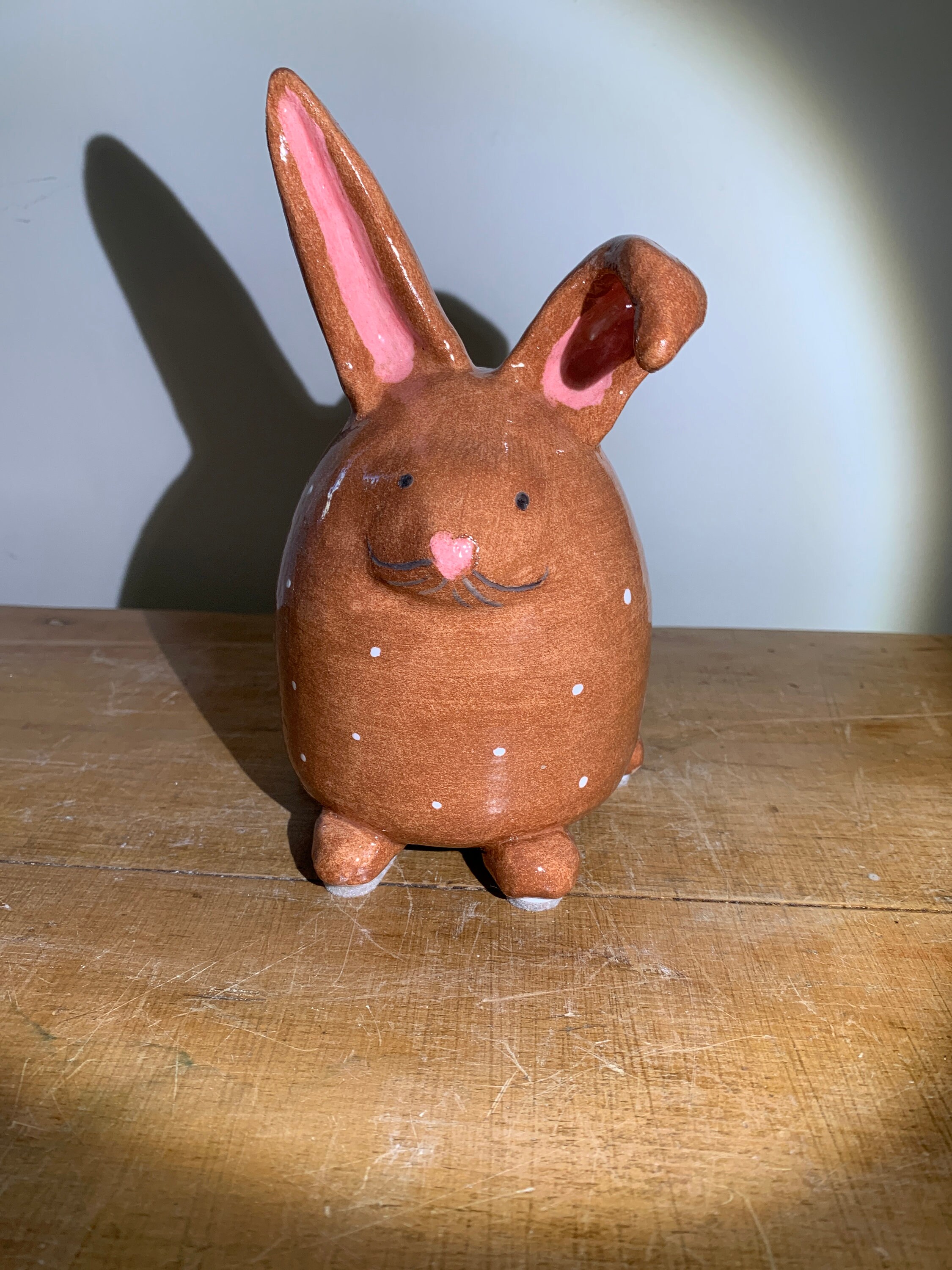 Tirelire Lapin en Céramique Émaillée, Fait Main France, Pièce Unique, Réalisée Artisanalement