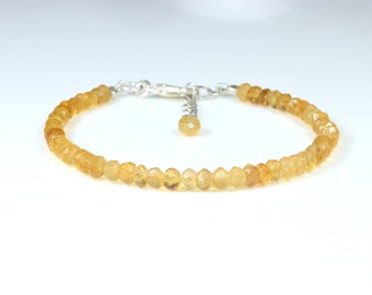 Citrine Bracelet- Gemstone Bracelet- Citrine Jewelry- November Birthstone-Beaded Bracelet- Yellow Citrien Bracelet- Golden Citrine Bracelet
