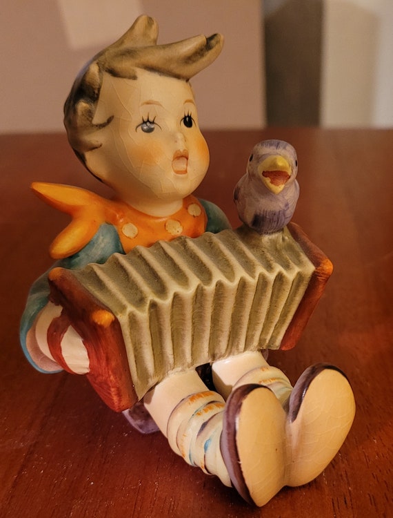 Goebel Hummel Let s Sing Figurine 110 Boy With Accordion Bird
