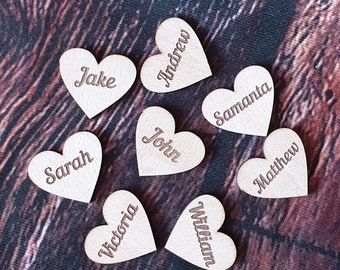 Wooden Personalised Hearts Family Tree Wedding Guestbook Decoration Family Name Size 3cm x 3cm