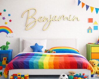 Wooden Name Sign Nursery Wall Decor, Personalised Baby Room