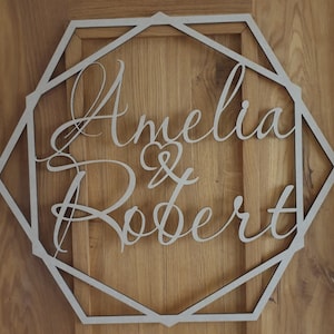 Personalised Wooden Name Hoop Hexagon Plaque Sign  Nursery Wedding Décor Multiple Colour