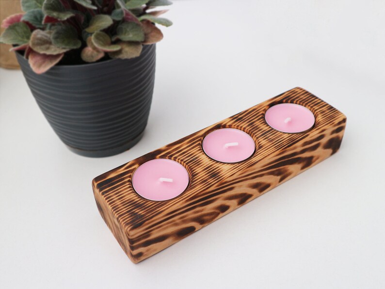 Candlestick Holder With 3 Candles Hygge Candle Board Etsy