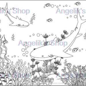 Sharks Theme, Sharks to color, 30 sharks to color, Animal for Adults to color, ocean for adults to color, Printable animals