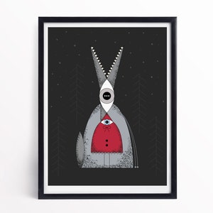 Art print - The Wolf and The Little Red Riding Hood, Fairy tale, Art poster, Wall print, High-quality pigment ink print