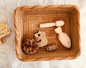 Rectangle rattan basket, Entryway wicker tray, minimal decor, homemade storage tray, Handmade Organizer Basket, Rattan Display Tray Platter