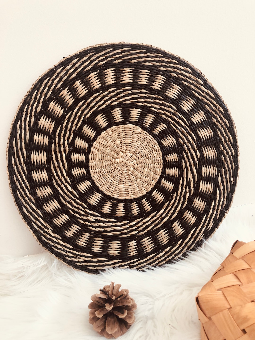 15 Round Boho Wall Hanging Basket Woven Basket Wall Decor Boho Dinning