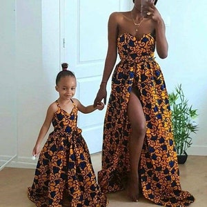 Mommy and me African dresses , Ankara mother and daughter gown , slit gown for mommy and me , women fashion, women clothing, African print
