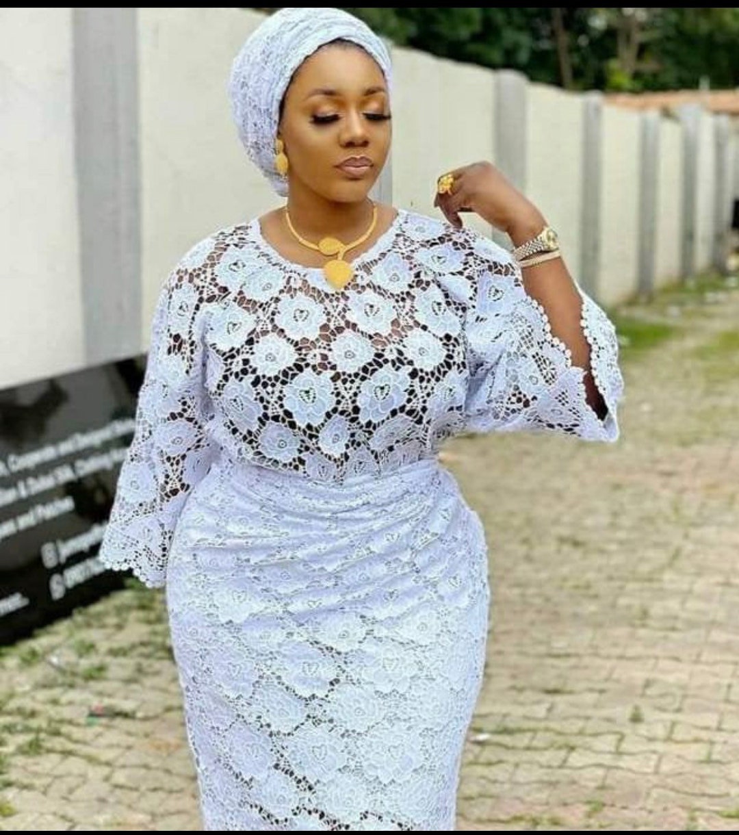 White Lace Iro and Buba, African Attire Wrapper and Blouse, Women Lace, Lace Dresses, African