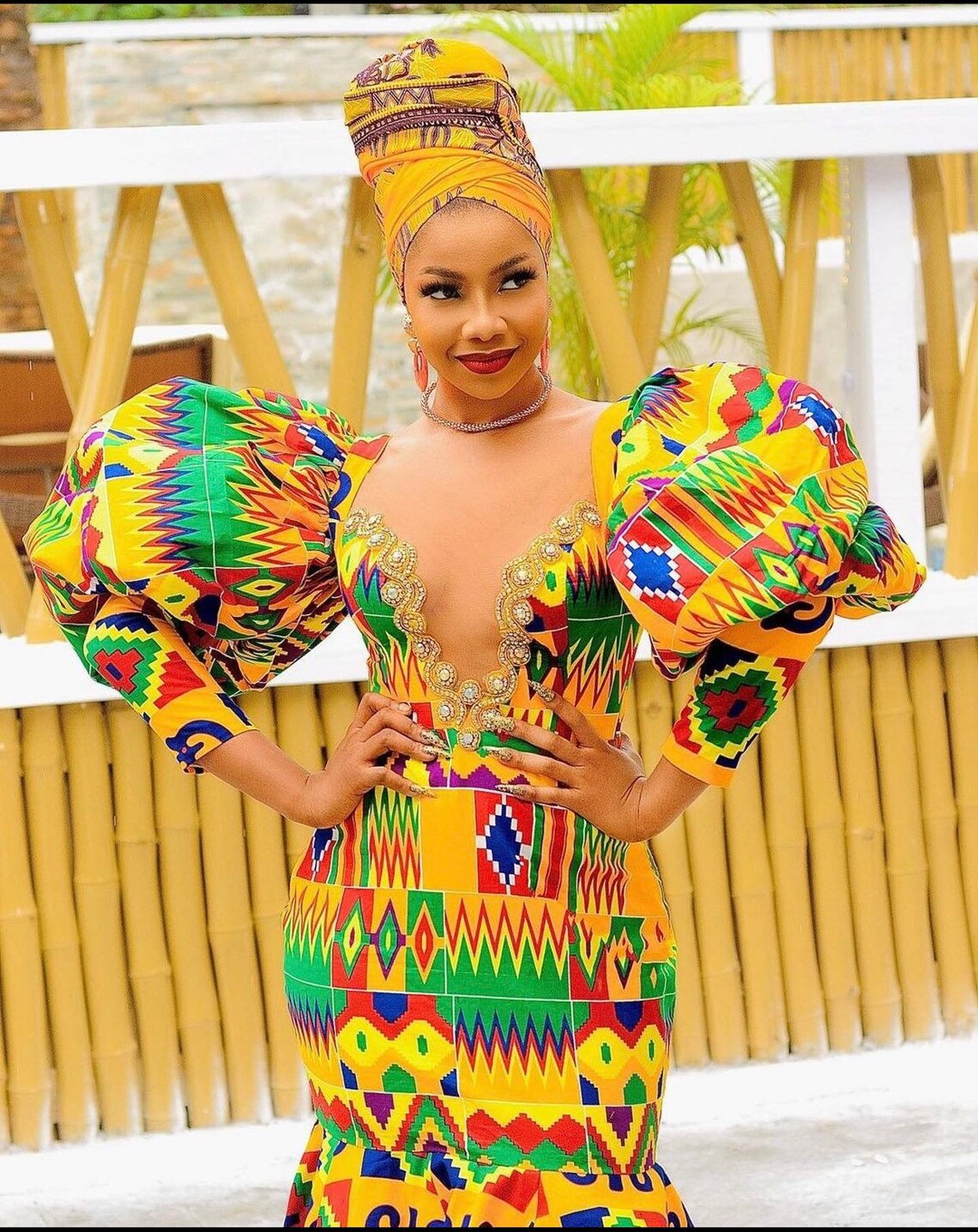 Kente Dresses Long Kente Party Dress Long African Dresses Etsy
