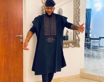 Black men outfit ,Black men suit , African men clothing, men party outfit , African  outfit , men fashion , embroidered suit , Agbada