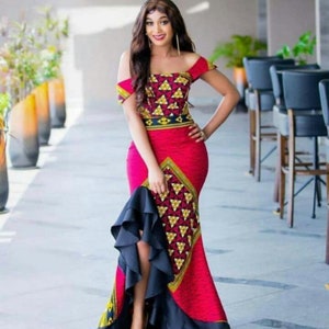 African print dress, women fashion dress , slit mermaid gown , sexy long gown , women clothing, Ankara dresses