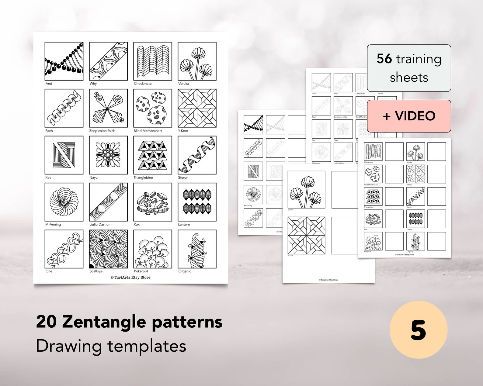 20 Zentangle Patterns Easy Zentangle Drawing Templates With Video ...
