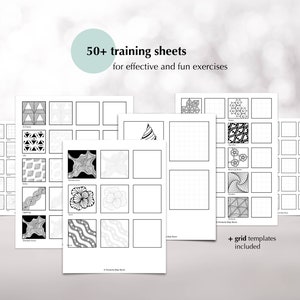 Zentangle Drawing Templates With Video Support, 56 Training Sheets for ...