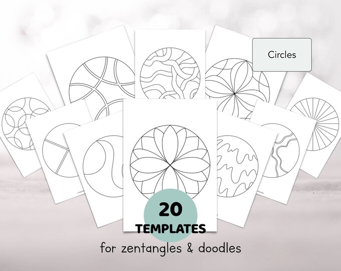 20 Printable Templates for Zentangles and Doodles Drawing, Round ...