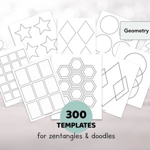 300 Printable templates for zentangles and doodles drawing, Zentangle templates for beginners, teachers, kids, Learn zentangle, Zenart