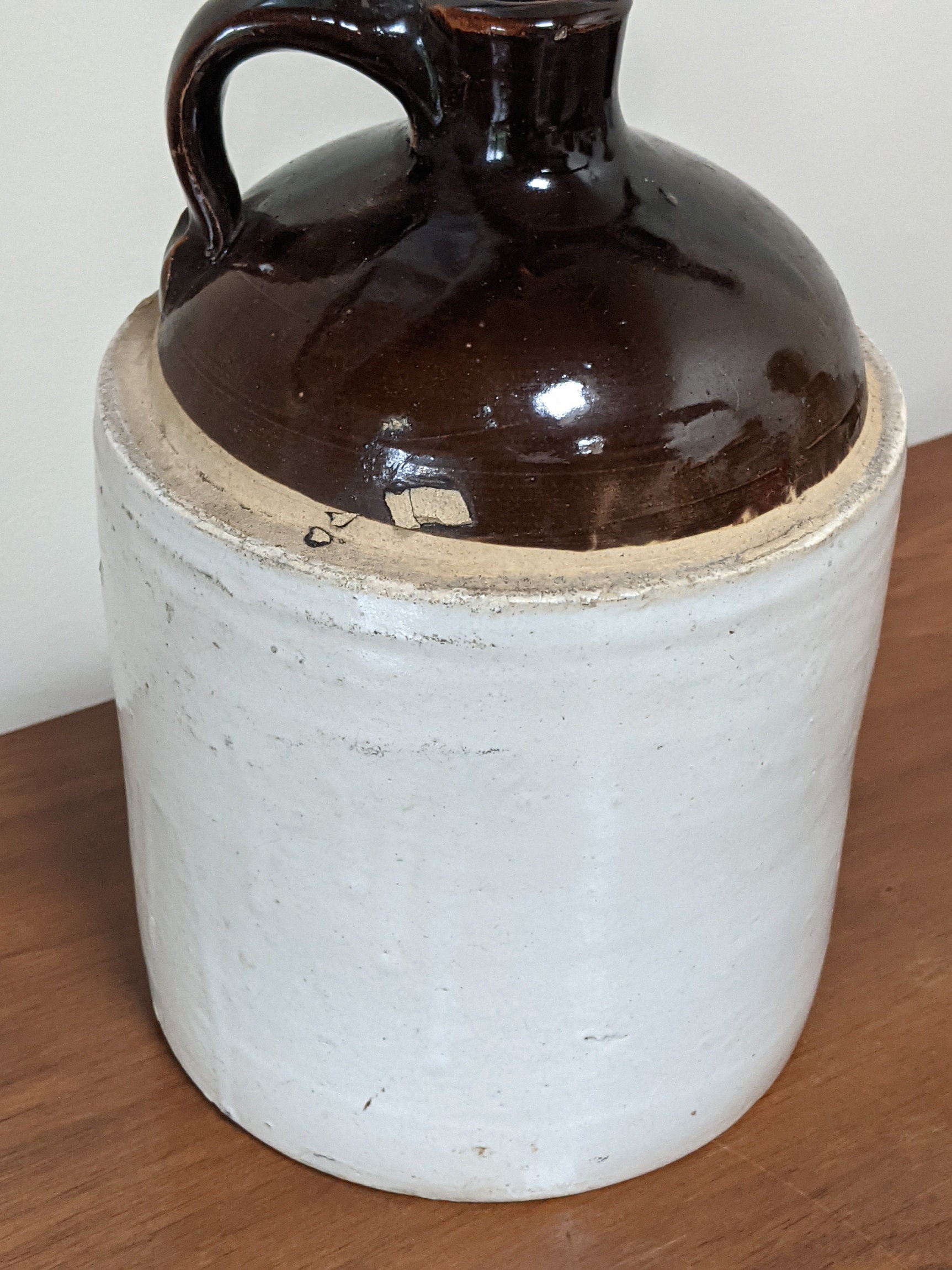 Vintage Stoneware Whiskey Jug with Handle TwoToned Etsy