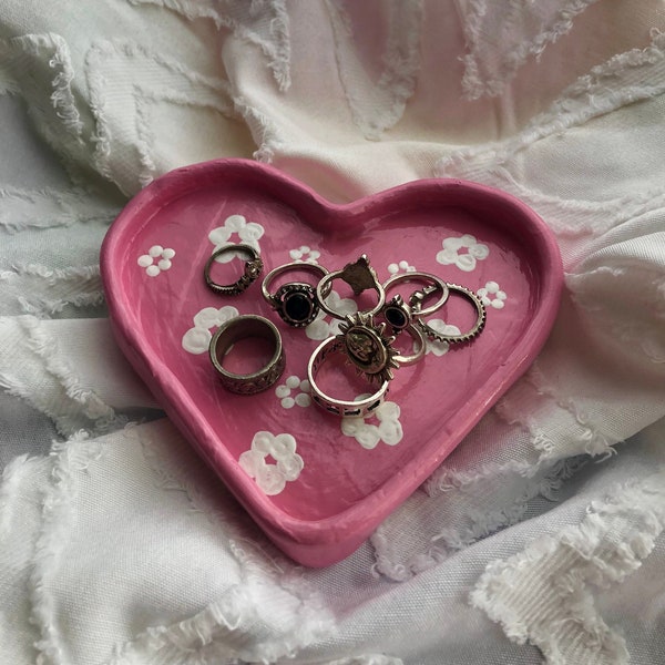 Clay Heart Jewelry Dish (Pink)