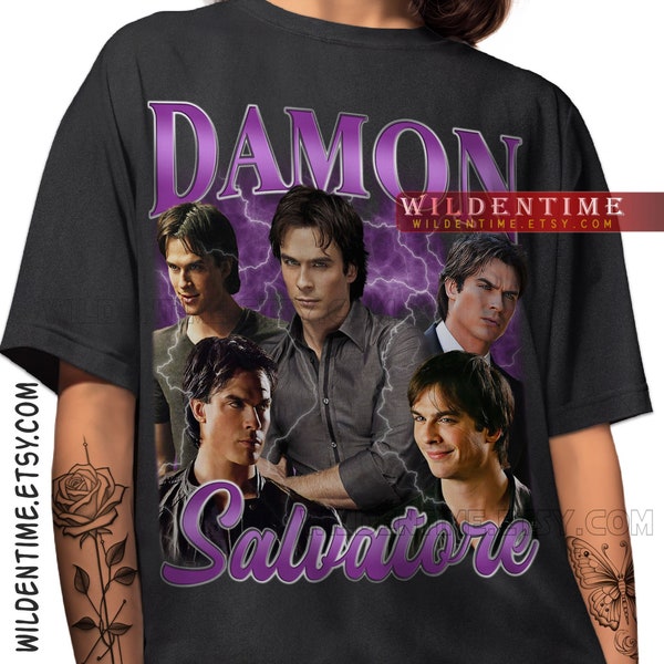 Camisa retro Damon Salvatore, sudadera Damon Salvatore, camiseta Damon Salvatore, camiseta vintage estilo bootleg sudadera vampiro