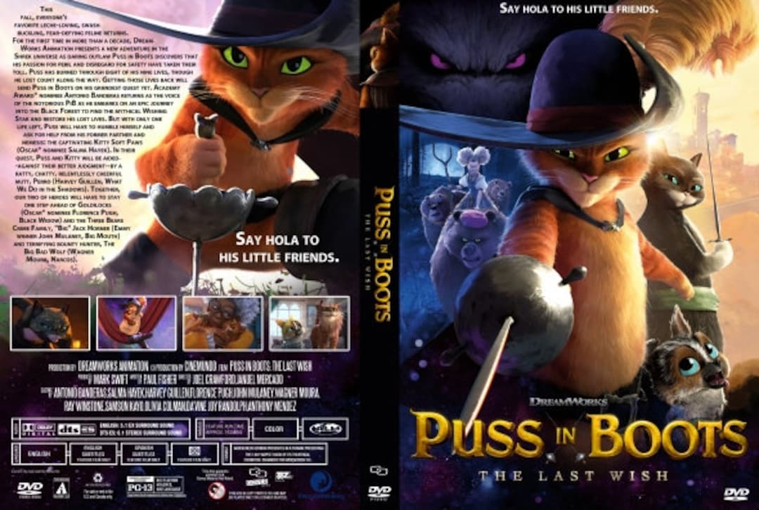 Puss in Boots the Last Wish 2022 1 Bluray and 1 DVD Cover Etsy