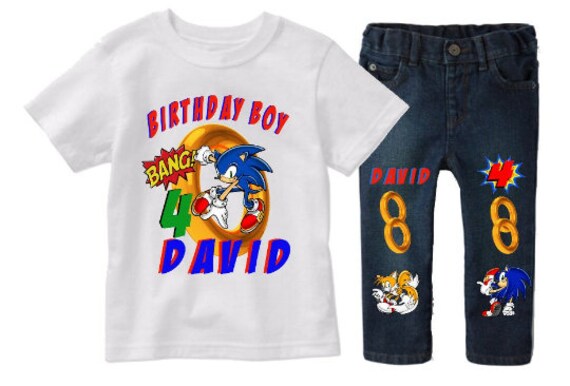 Boy's Sonic Birthday Shirt and Pants 