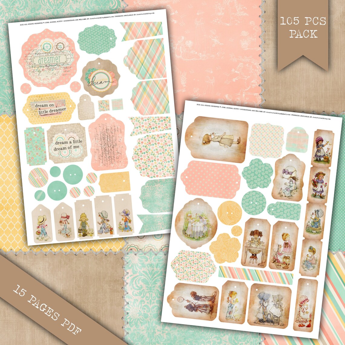 Junk Journal, Ephemera Pack, Printable Junk Journal Kit, Fussy Cut ...
