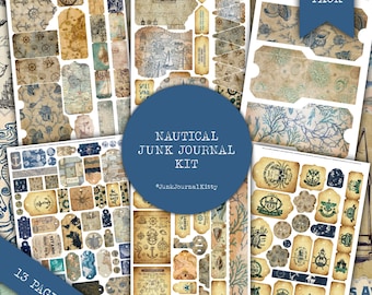 Vintage Nautical Ephemera Pack, DIY Junk Journal Kit (PDF)