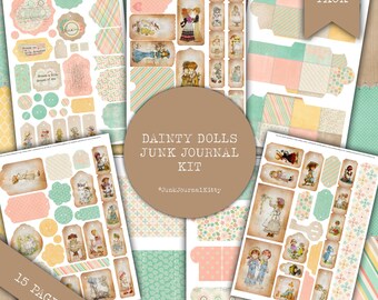 Vintage Paper Dolls Ephemera, Printable Junk Journal Kit (PDF)