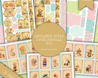 Paper Dolls Ephemera Pack, Vintage Junk Journal Kit (92 pcs) (PDF)