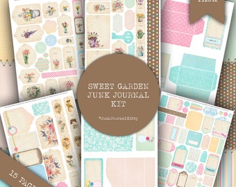 Vintage Floral Ephemera Pack, Junk Journal Kit (140 Pcs) (PDF)