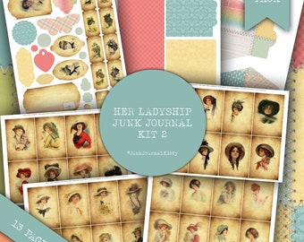 Victorian Fashion Ephemera Pack, Printable Junk Journal Kit (PDF)