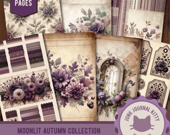 Moonlit Autumn Journal Kit – Purple Harvest Bohemian Printables (Digital Download)