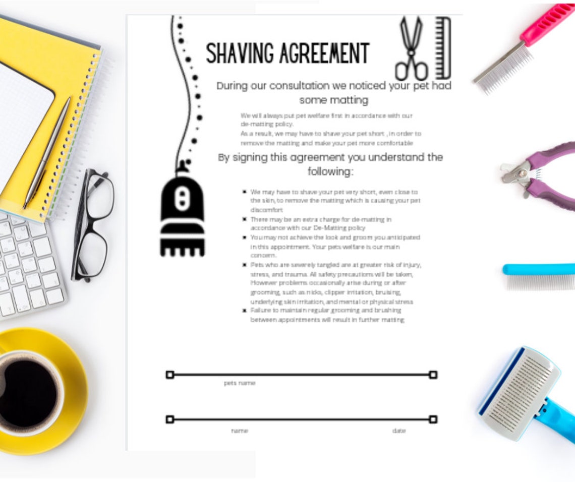Shaving Agreement for Dog Grooming Salon Etsy